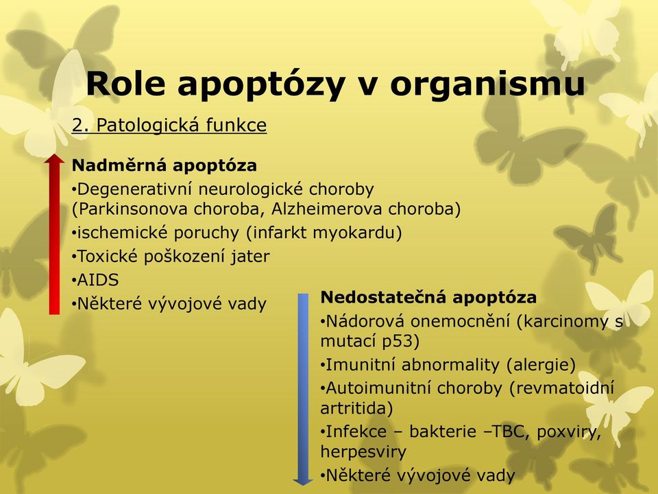 choroba) ischemické poruchy (infarkt myokardu) Toxické poškození jater AIDS Některé vývojové vady Nedostatečná