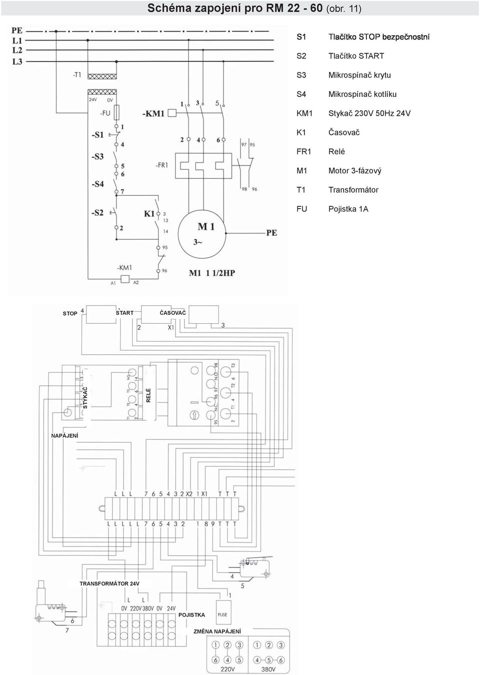 Mikrospínač kotlíku Stykač 230V 50Hz 24V Časovač Relé Motor