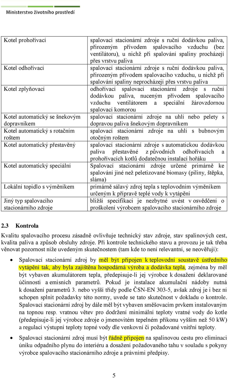 spalovací stacionární zdroje s ruční dodávkou paliva, nuceným přívodem spalovacího vzduchu ventilátorem a speciální žárovzdornou spalovací komorou Kotel automatický se šnekovým dopravníkem Kotel