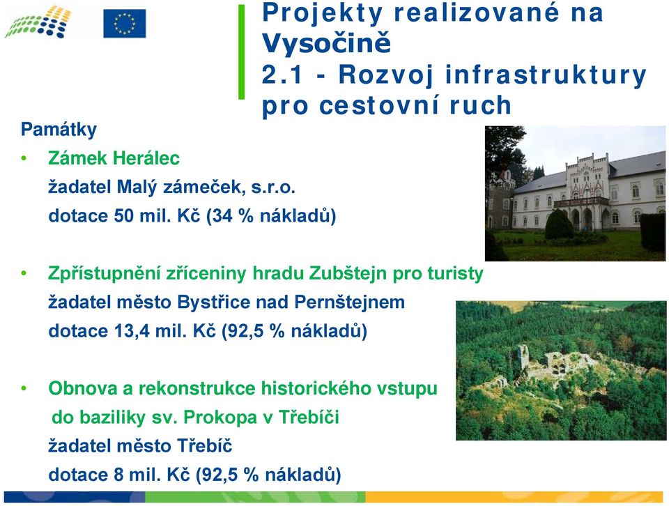 1 - Rozvoj infrastruktury pro cestovní ruch Zpřístupnění zříceniny hradu Zubštejn pro turisty žadatel