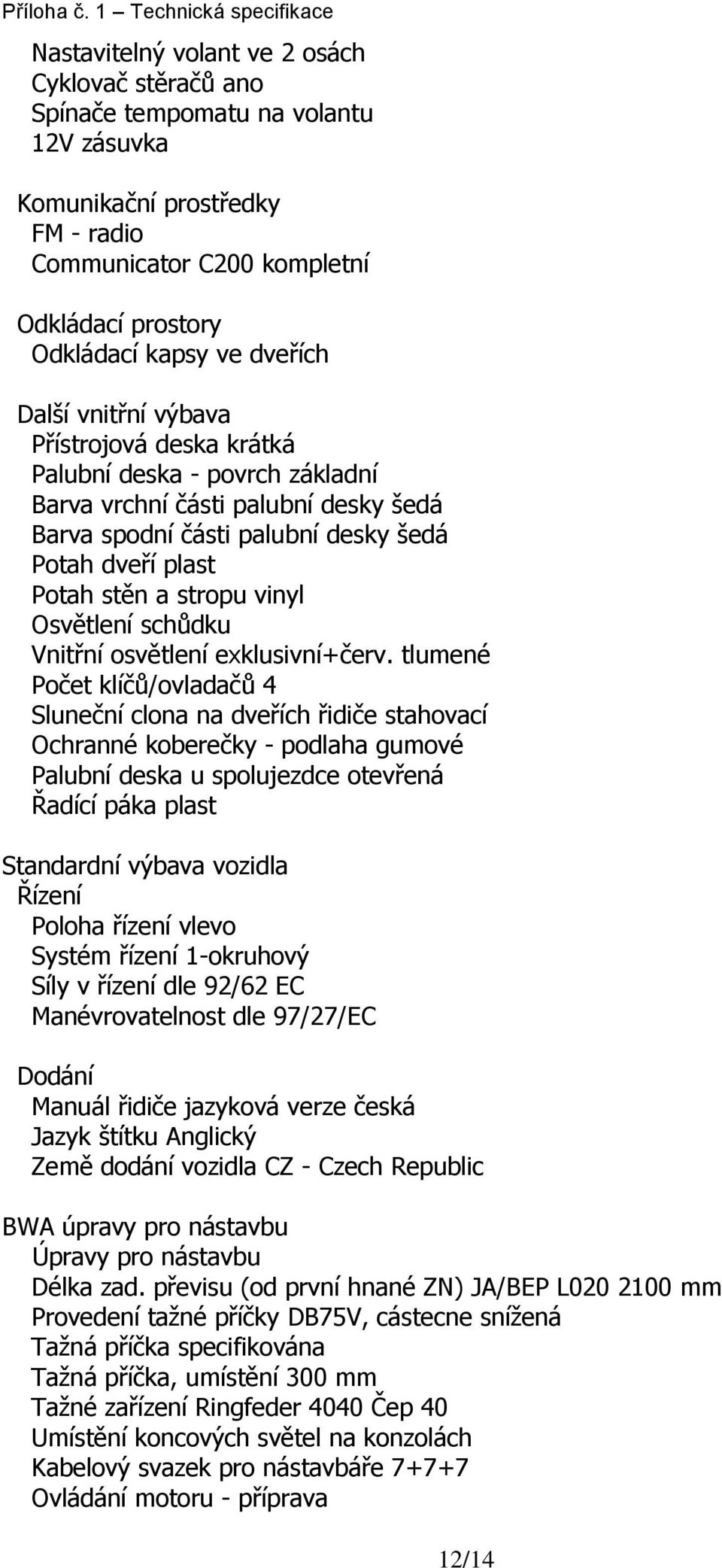 Odkládací kapsy ve dveřích Další vnitřní výbava Přístrojová deska krátká Palubní deska - povrch základní Barva vrchní části palubní desky šedá Barva spodní části palubní desky šedá Potah dveří plast