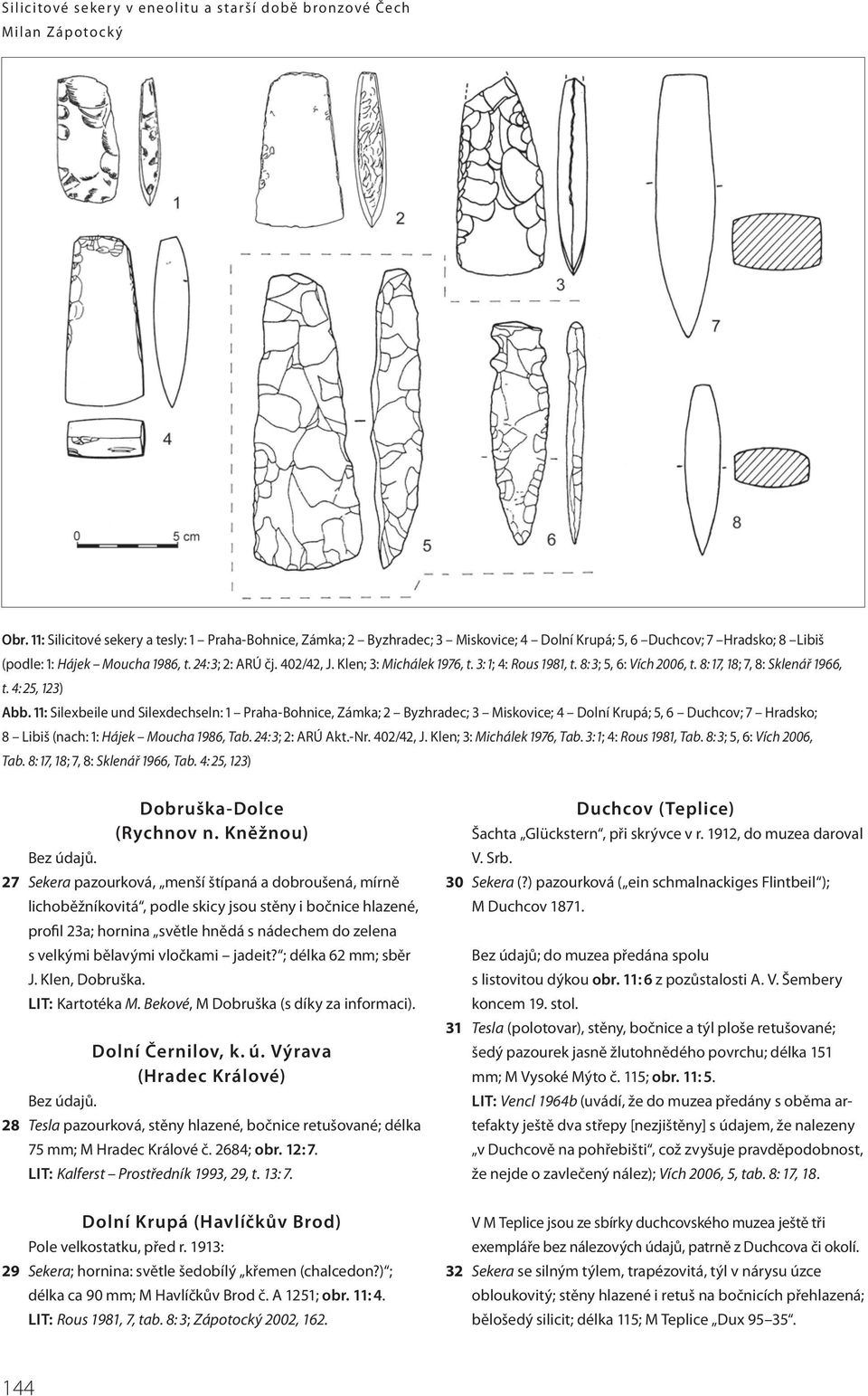 Klen; 3: Michálek 1976, t. 3: 1; 4: Rous 1981, t. 8: 3; 5, 6: Vích 2006, t. 8: 17, 18; 7, 8: Sklenář 1966, t. 4: 25, 123) Abb.