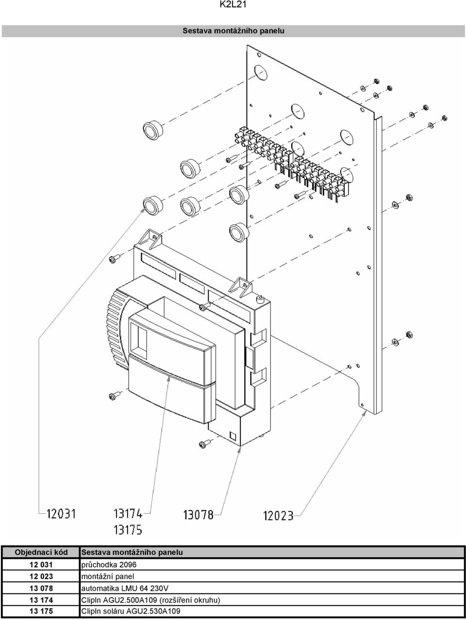 panel 13 078 automatika LMU 64 230V 13 174 ClipIn AGU2.