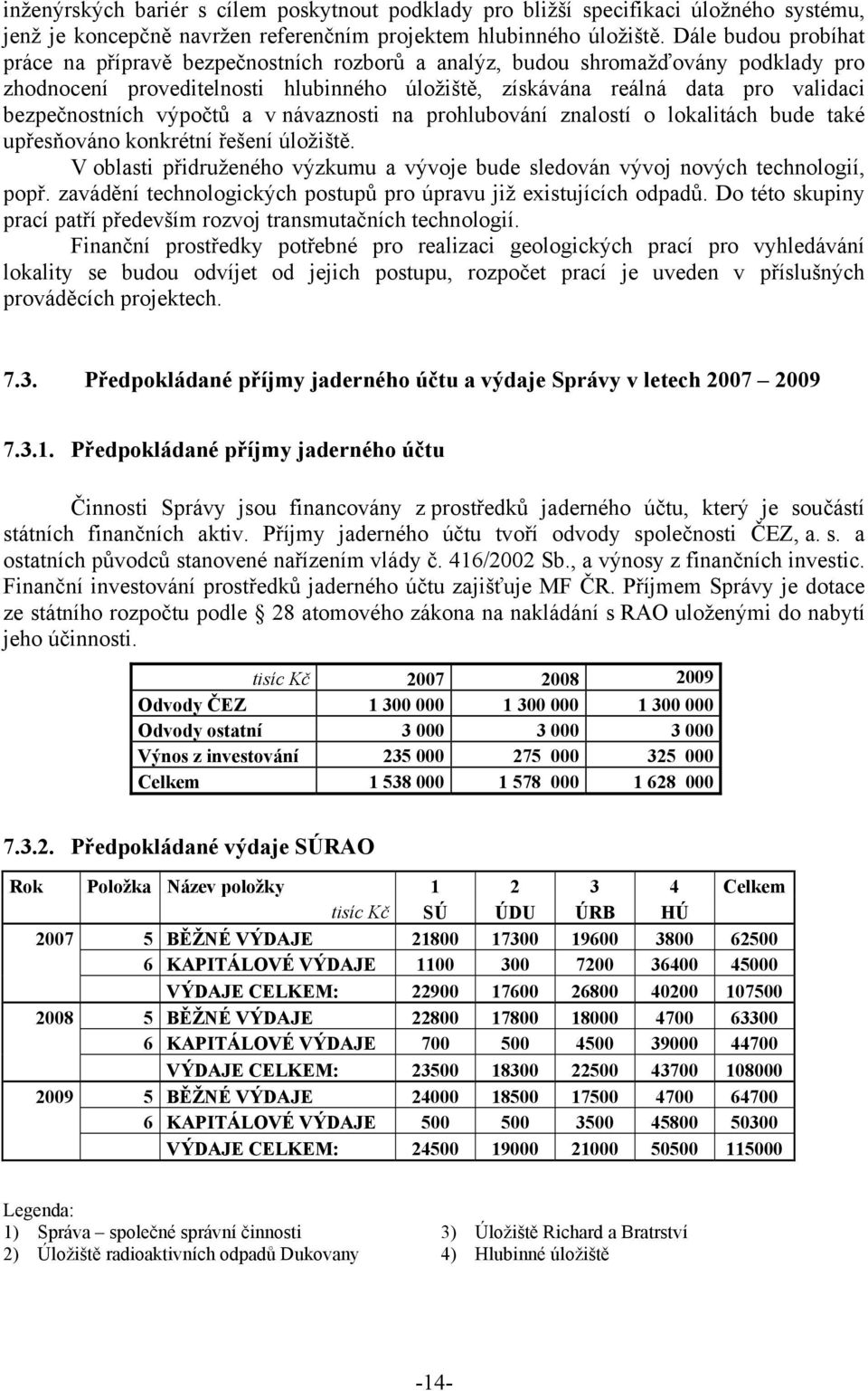 bezpečnostních výpočtů a v návaznosti na prohlubování znalostí o lokalitách bude také upřesňováno konkrétní řešení úložiště.