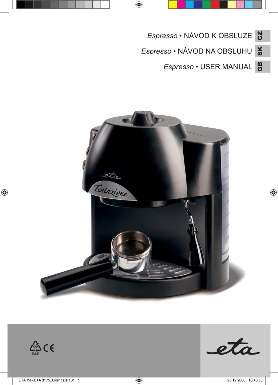 Espresso USER MANUAL ETA IM - ETA