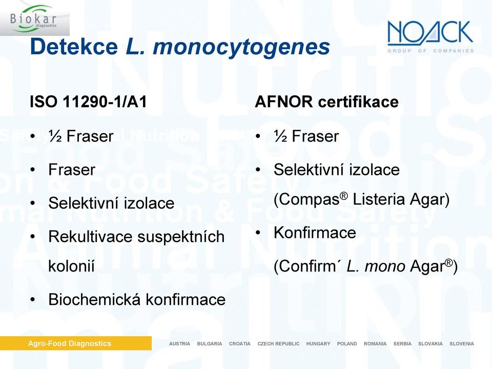 izolace Rekultivace suspektních kolonií AFNOR certifikace