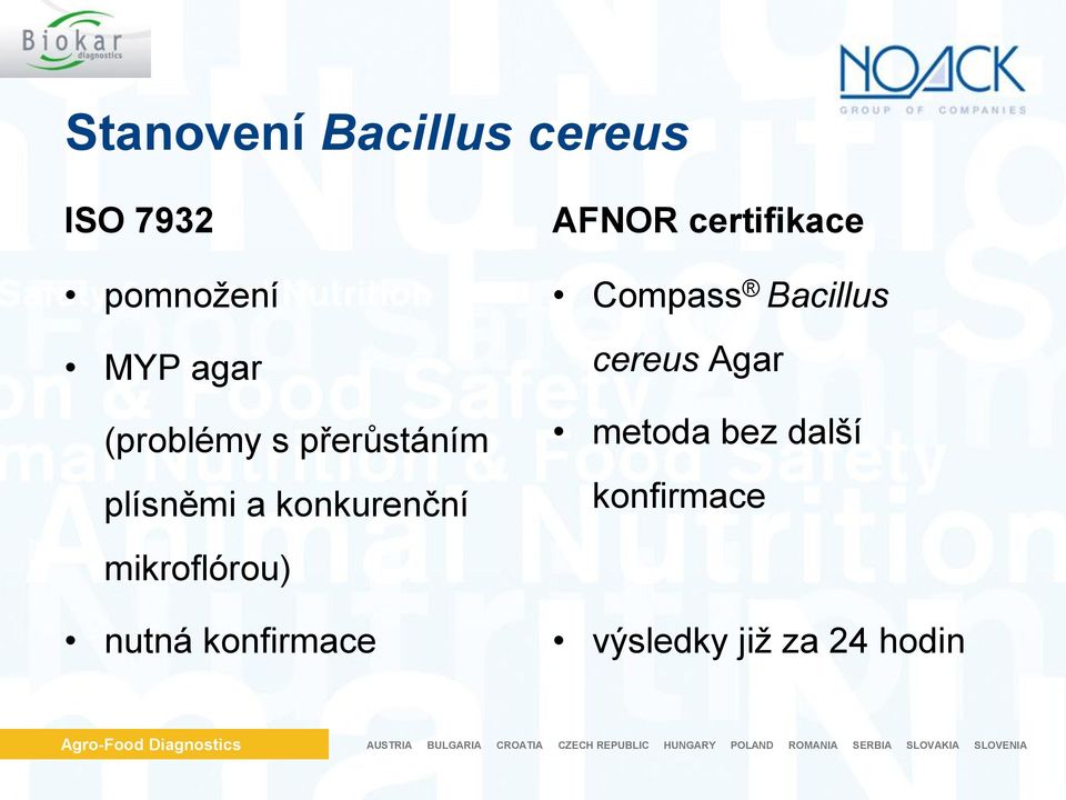 mikroflórou) nutná konfirmace AFNOR certifikace Compass