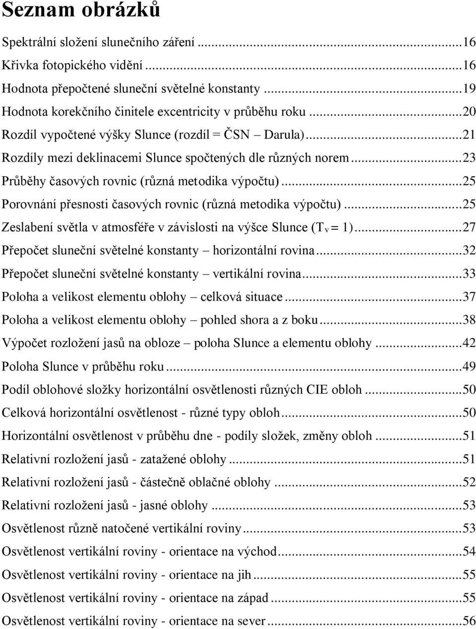 .. 25 Porovnání přesnosti časových rovnic (různá metodika výpočtu)... 25 Zeslabení světla v atmosféře v závislosti na výšce Slunce (Tv = 1).