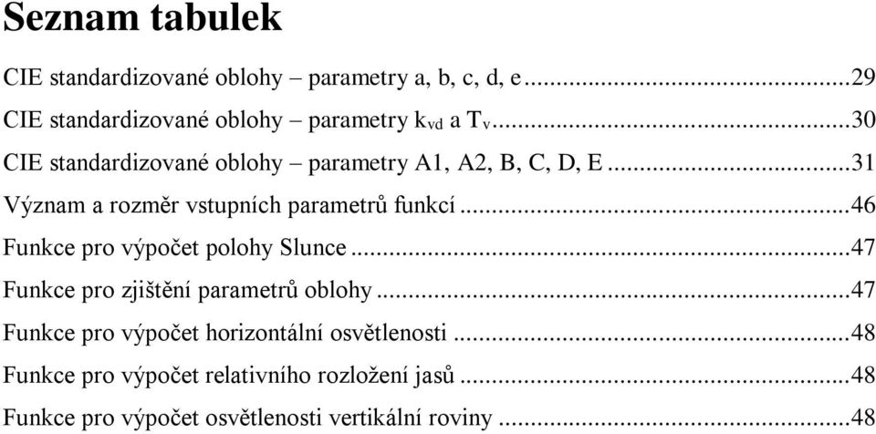 .. 46 Funkce pro výpočet polohy Slunce... 47 Funkce pro zjištění parametrů oblohy.