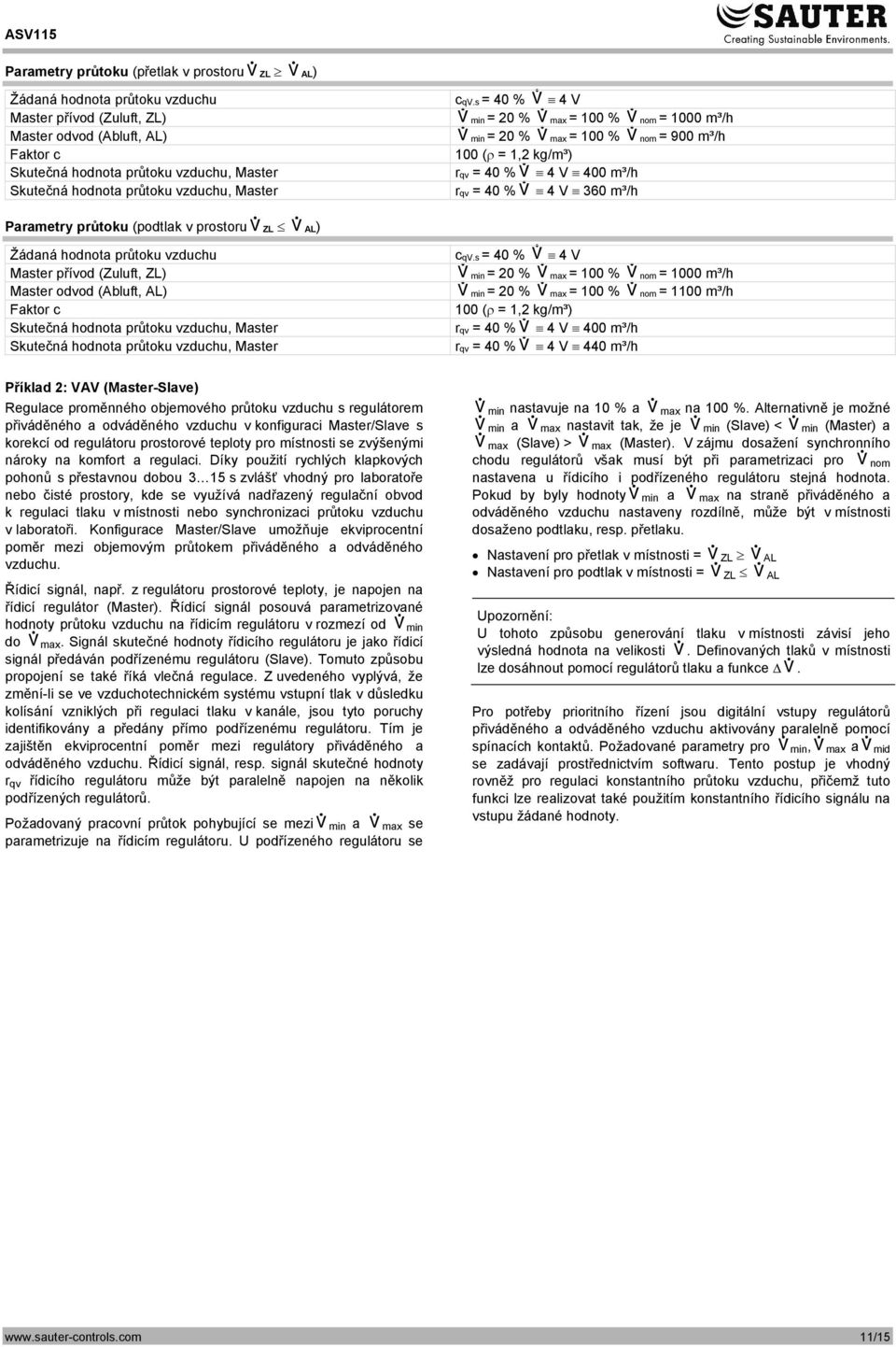 4 m³/h Skutečná hodnota průtoku vzduchu, Master rqv = 4 % 4 6 m³/h Parametry průtoku (podtlak v prostoru ZL AL) Žádaná hodnota průtoku vzduchu cq.