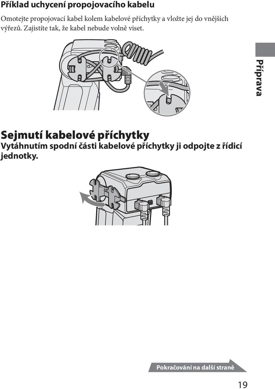 Zajistíte tak, že kabel nebude volně viset.