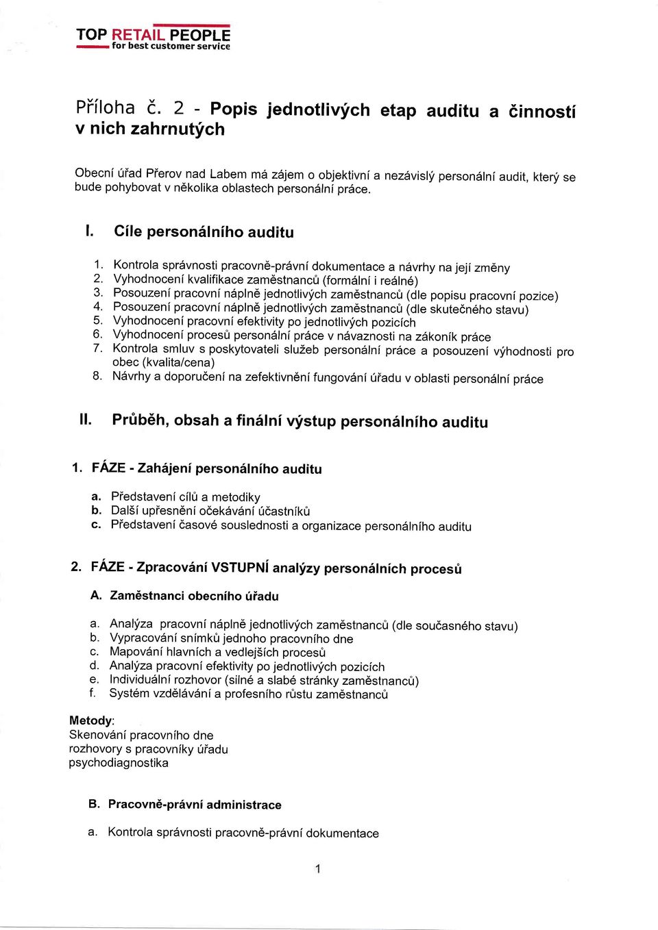 prdce. l. Gile person6lniho auditu 1. Kontrola sprdvnosti pracovn6-prdvnf dokumentace a ndvrhy na jejizm6ny 2. Vyhodnoceni kvalifikace zam6stnanco (formdlni i redln6) 3.