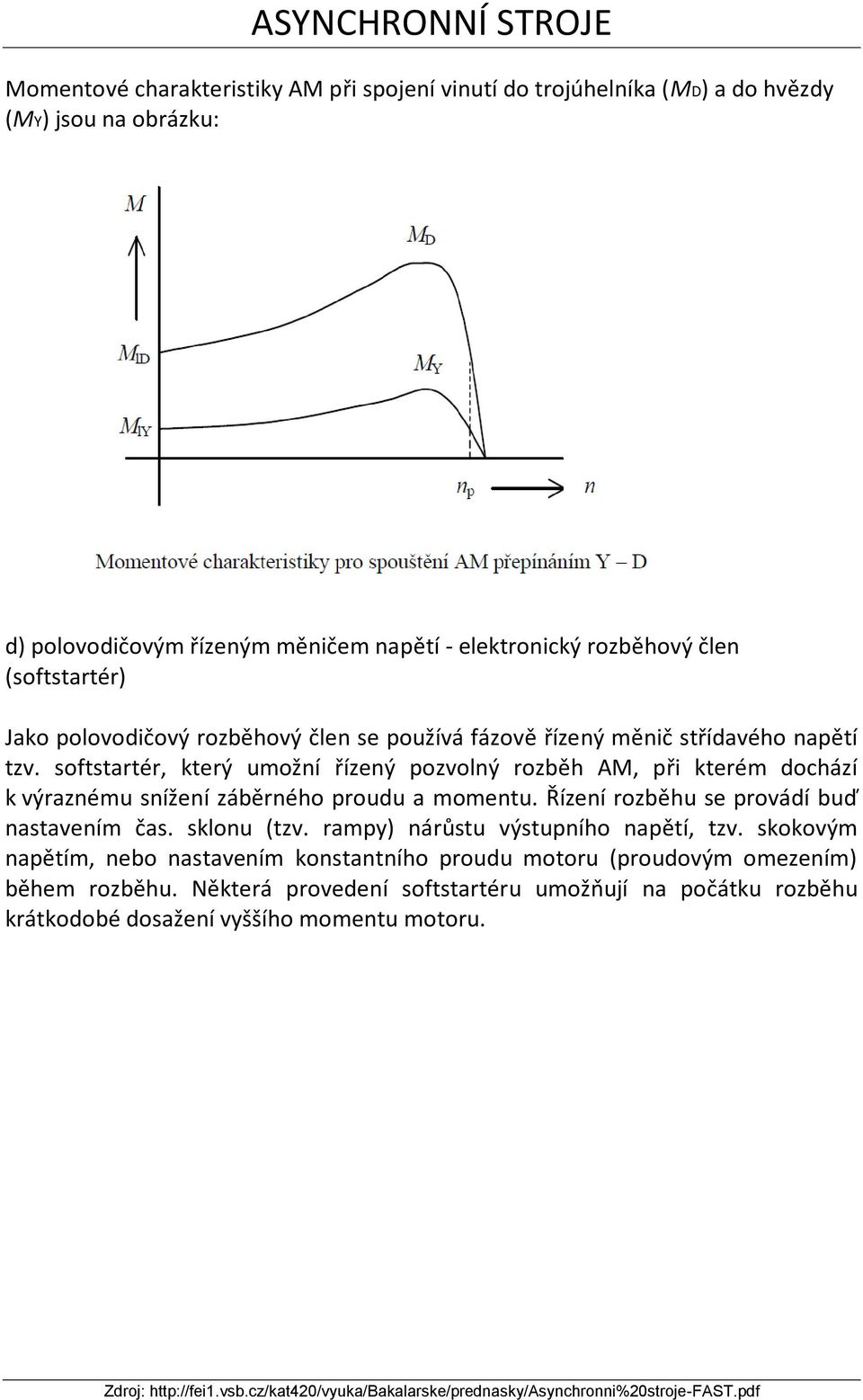 softstartér, který umožní řízený pozvolný rozběh AM, při kterém dochází k výraznému snížení záběrného proudu a momentu. Řízení rozběhu se provádí buď nastavením čas.