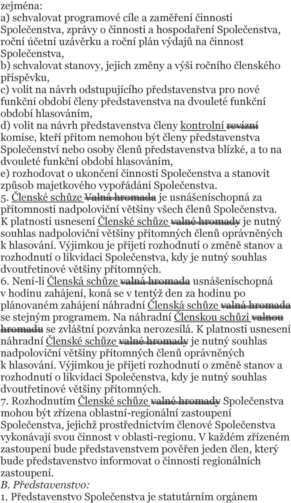 na návrh představenstva členy kontrolní revizní komise, kteří přitom nemohou být členy představenstva Společenství nebo osoby členů představenstva blízké, a to na dvouleté funkční období hlasováním,