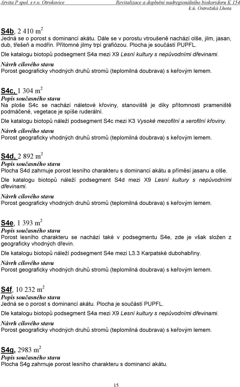 S4c, 1 304 m 2 Na ploše S4c se nachází náletové křoviny, stanoviště je díky přítomnosti prameniště podmáčené, vegetace je spíše ruderální.