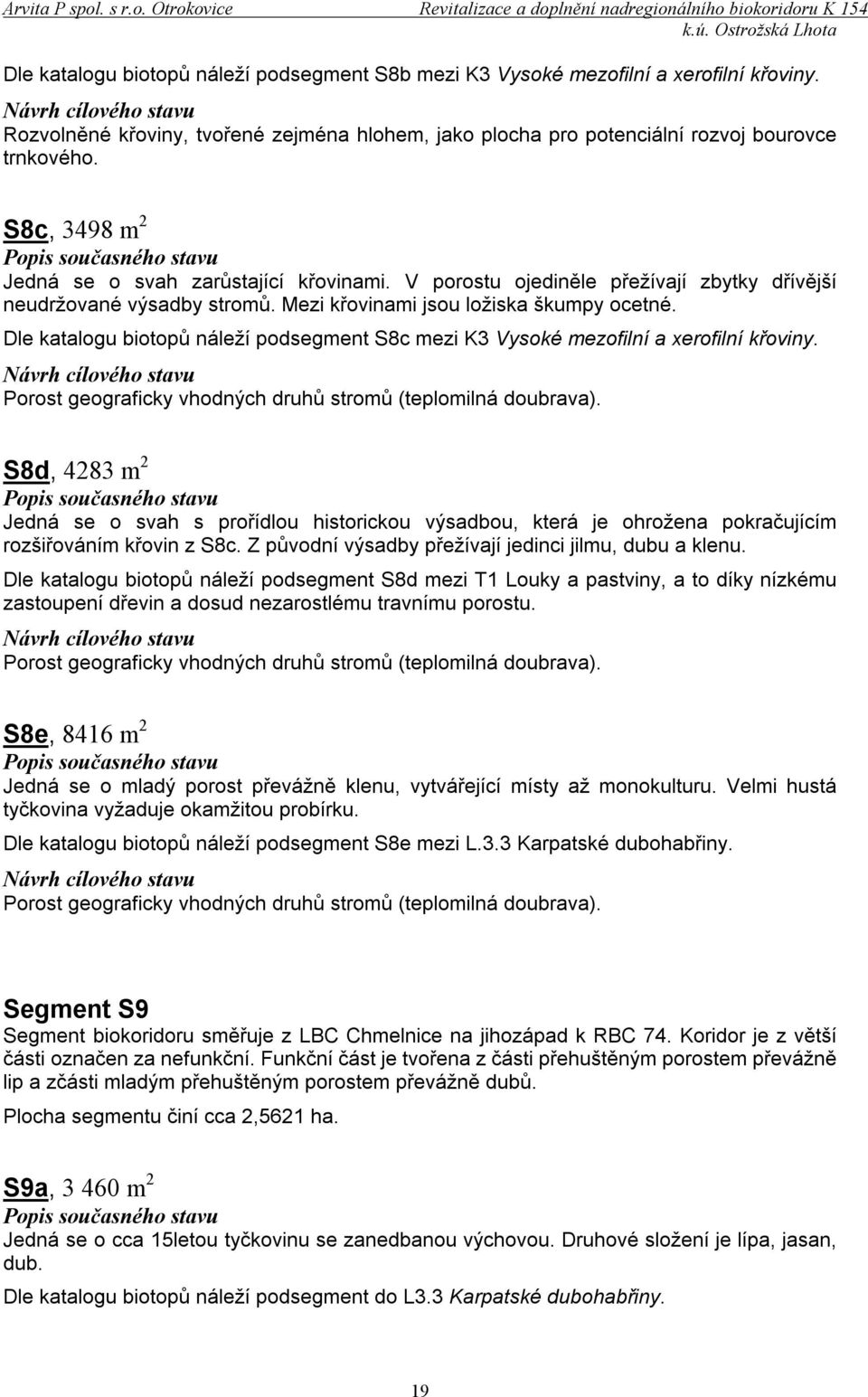 Dle katalogu biotopů náleží podsegment S8c mezi K3 Vysoké mezofilní a xerofilní křoviny. Porost geograficky vhodných druhů stromů (teplomilná doubrava).