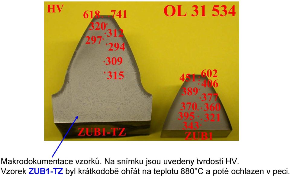 Vzorek ZUB1-TZ byl krátkodobě