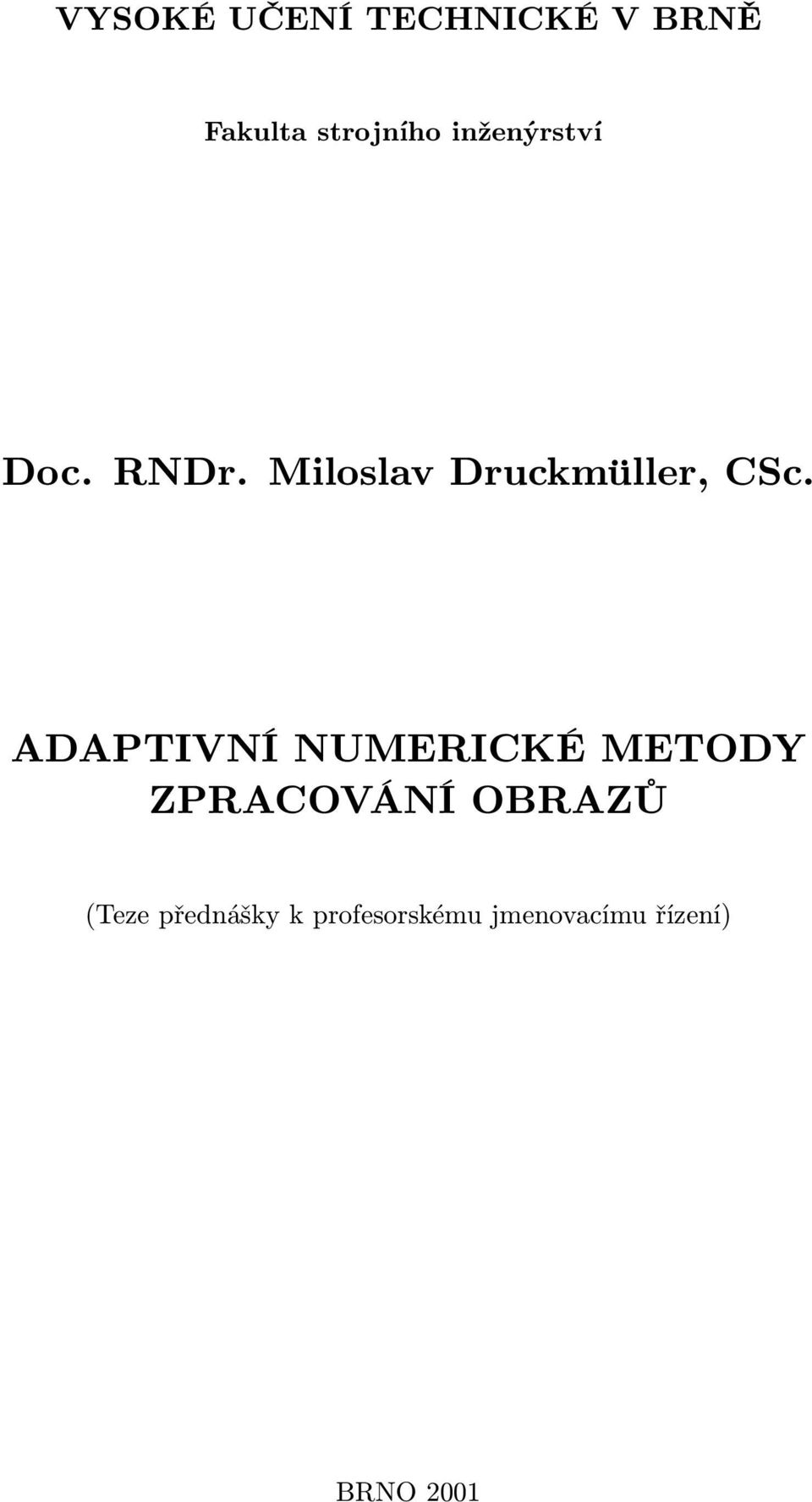 ADAPTIVNÍ NUMERICKÉ METODY ZPRACOVÁNÍ OBRAZŮ (Teze