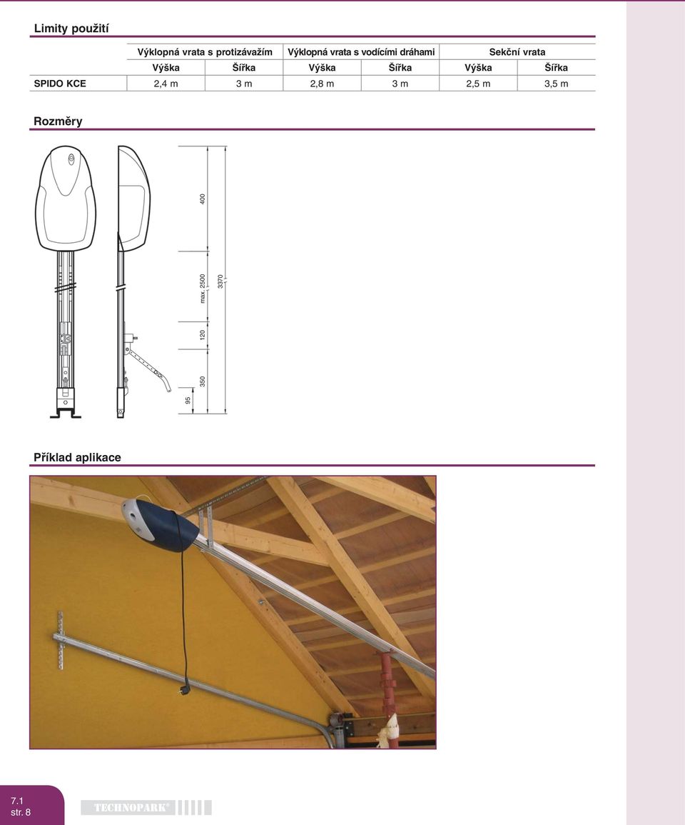 Šířka Výška Šířka SPIDO KCE 2,4 m 3 m 2,8 m 3 m 2,5 m 3,5