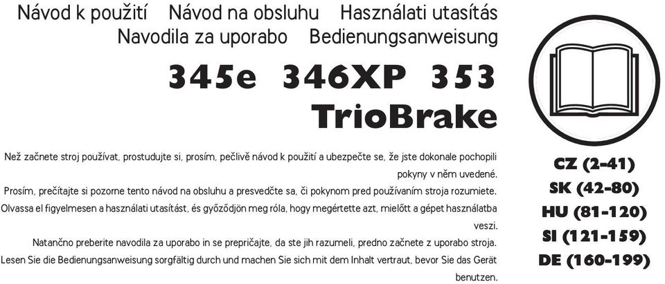 Olvassa el figyelmesen a használati utasítást, és gyœzœdjön meg róla, hogy megértette azt, mielœtt a gépet használatba veszi.