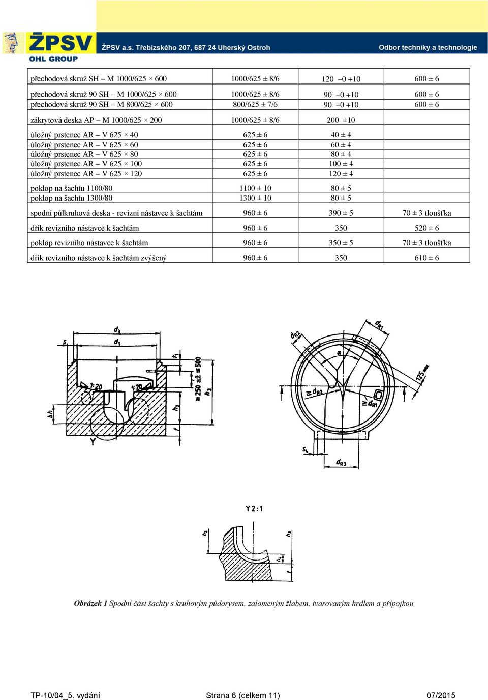 úložný prstenec AR V 625 100 625 ± 6 100 ± 4 úložný prstenec AR V 625 120 625 ± 6 120 ± 4 poklop na šachtu 1100/80 1100 ± 10 80 ± 5 poklop na šachtu 1300/80 1300 ± 10 80 ± 5 spodní půlkruhová deska -