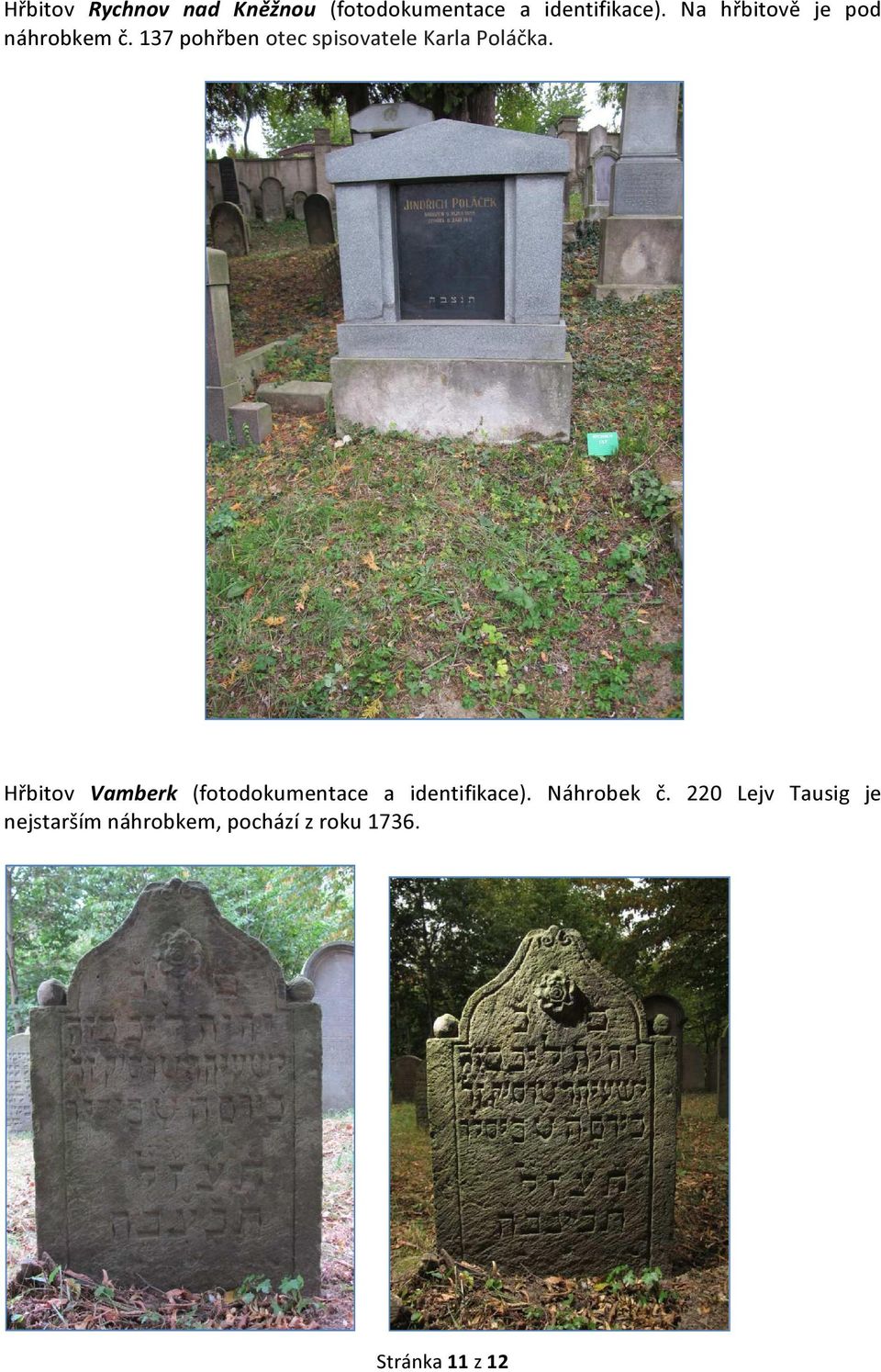 137 pohřben otec spisovatele Karla Poláčka.