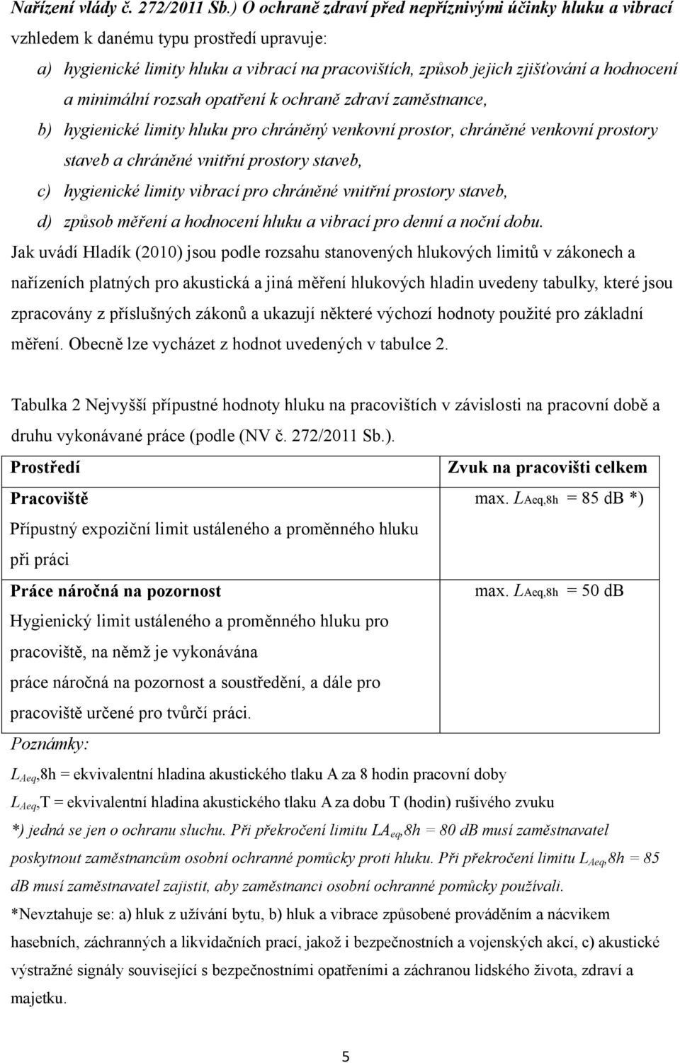 minimální rozsah opatření k ochraně zdraví zaměstnance, b) hygienické limity hluku pro chráněný venkovní prostor, chráněné venkovní prostory staveb a chráněné vnitřní prostory staveb, c) hygienické