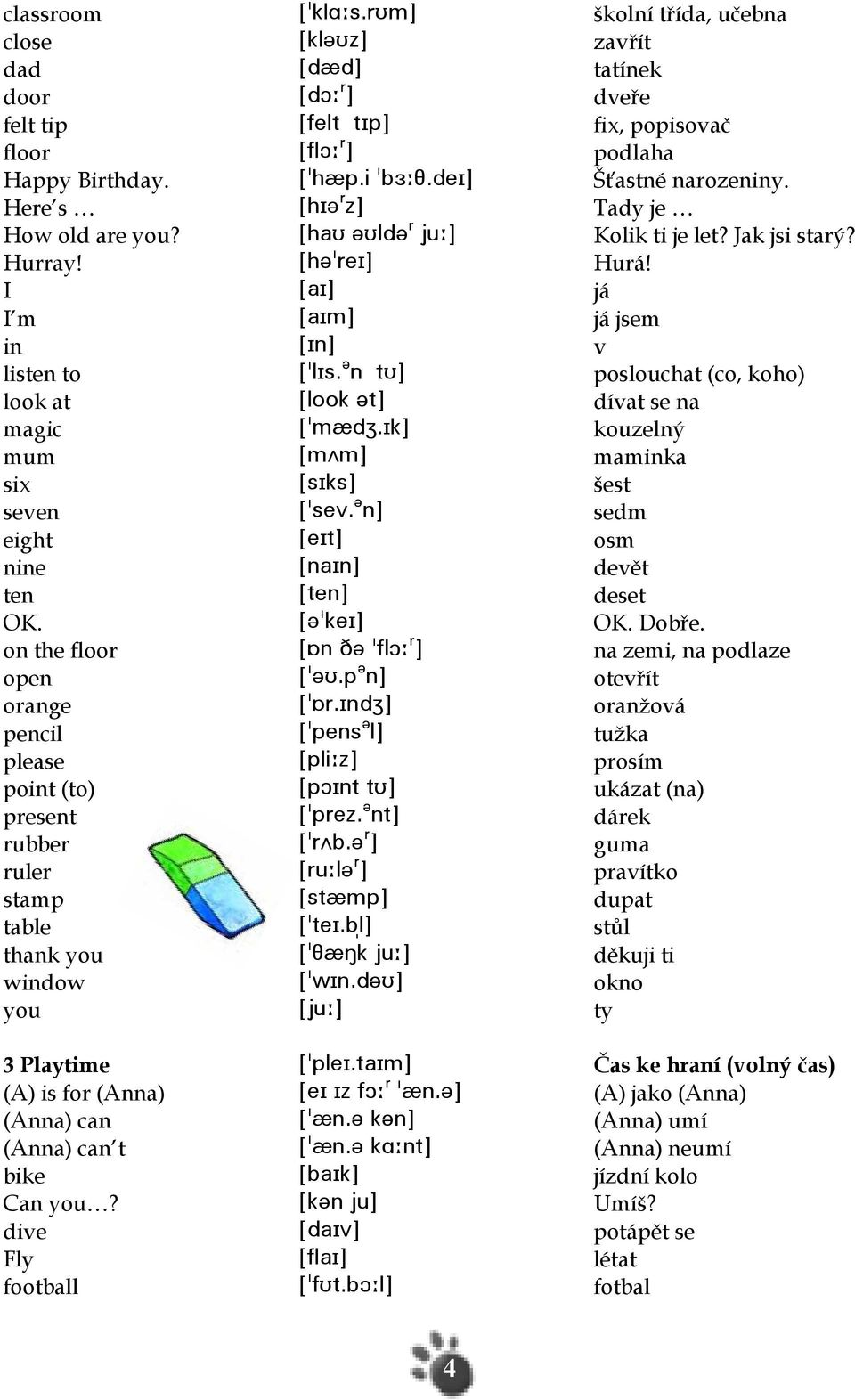 mst\ poslouchat (co, koho) look at Zknnj?s\ dívat se na magic Z!lzcY-Hj\ kouzelný mum ZlUl\ maminka six ZrHjr\ šest seven Z!rdu-? m\ sedm eight ZdHs\ osm nine Zm`Hm\ devět ten Zsdm\ deset OK. Z?!jdH\ OK.