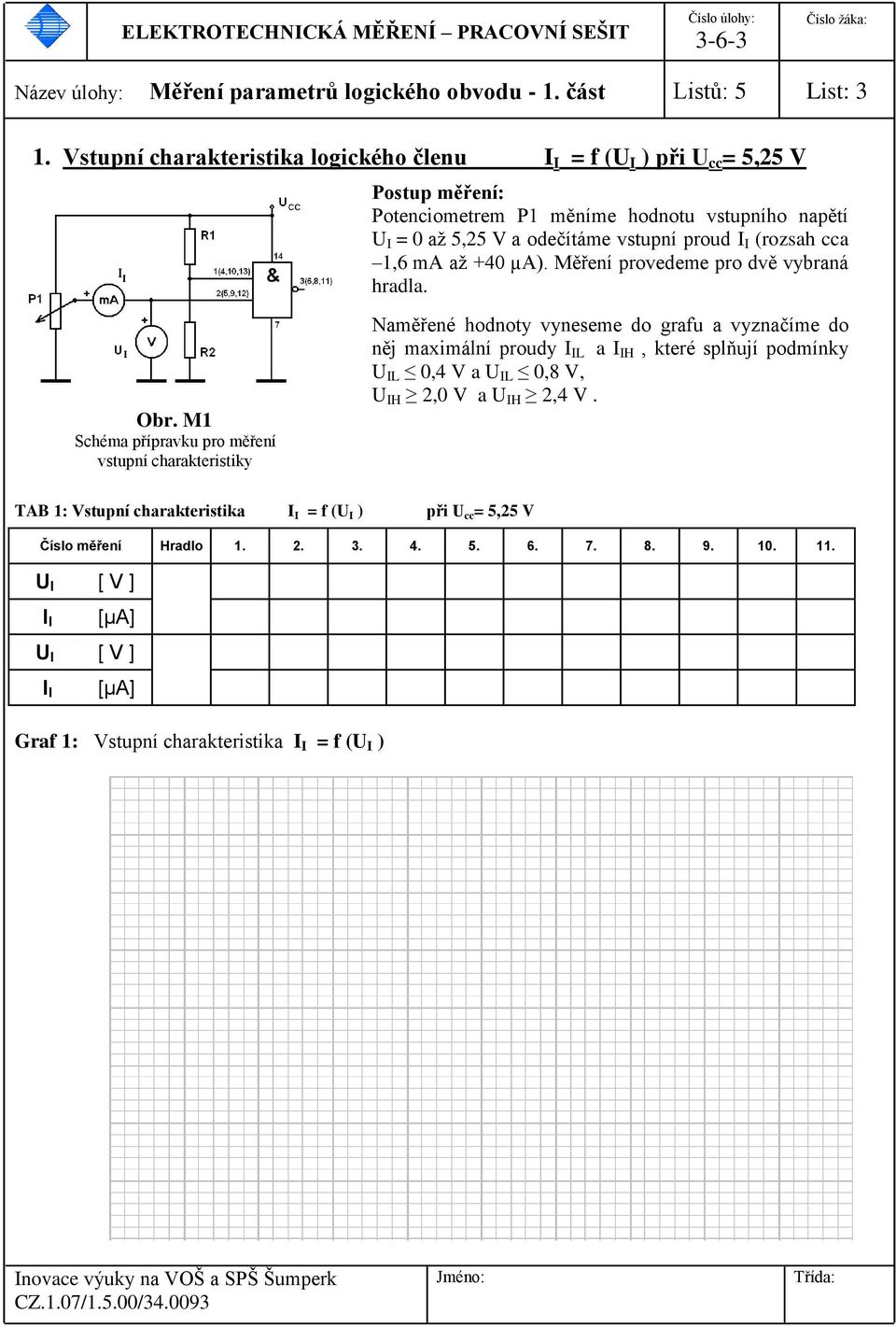 I (rozsah cca 1,6 ma až +40 µa). Měření provedeme pro dvě vybraná hradla. Obr.