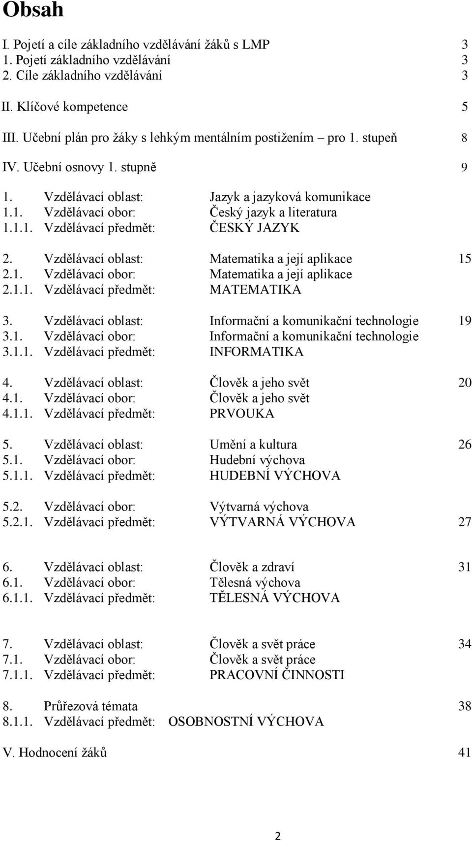 Vzdělávací oblast: Matematika a její aplikace 15 2.1. Vzdělávací obor: Matematika a její aplikace 2.1.1. Vzdělávací předmět: MATEMATIKA 3. Vzdělávací oblast: Informační a komunikační technologie 19 3.