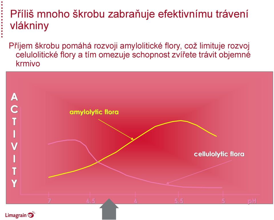 celulolitické flory a tím omezuje schopnost zvířete trávit objemné