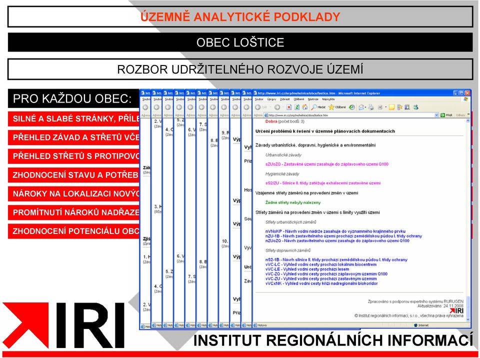 PROTIPOVODŇOVOU OCHRANOU ZHODNOCENÍ STAVU A POTŘEB INŽENÝRSKÝCH SÍTÍ NÁROKY NA LOKALIZACI NOVÝCH FUNKČNÍCH