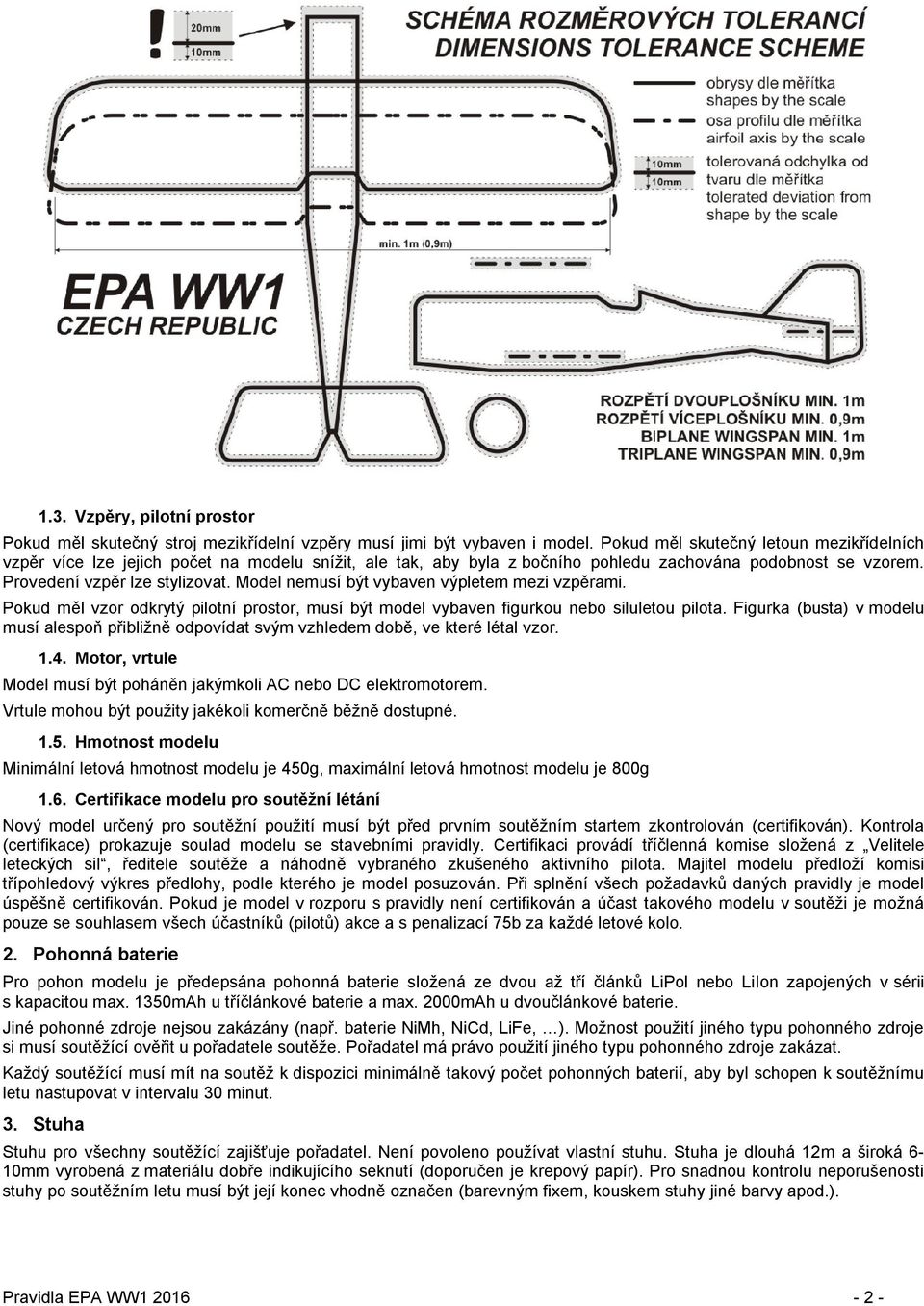 Model nemusí být vybaven výpletem mezi vzpěrami. Pokud měl vzor odkrytý pilotní prostor, musí být model vybaven figurkou nebo siluletou pilota.