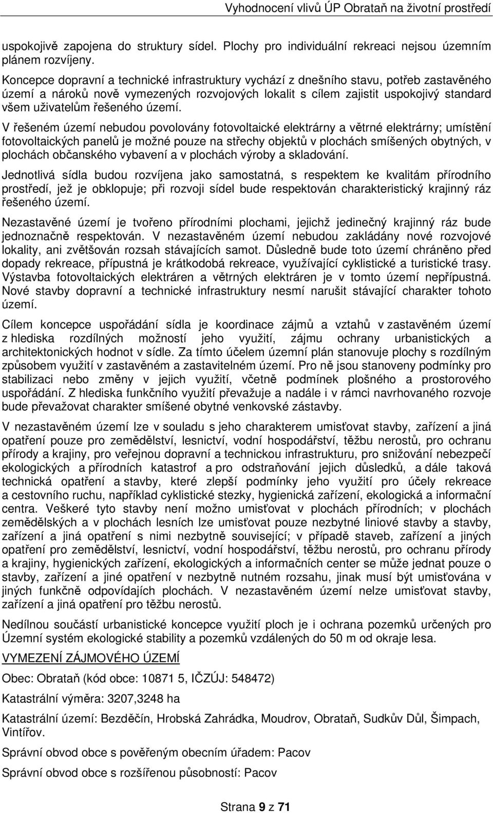 řešeného území.