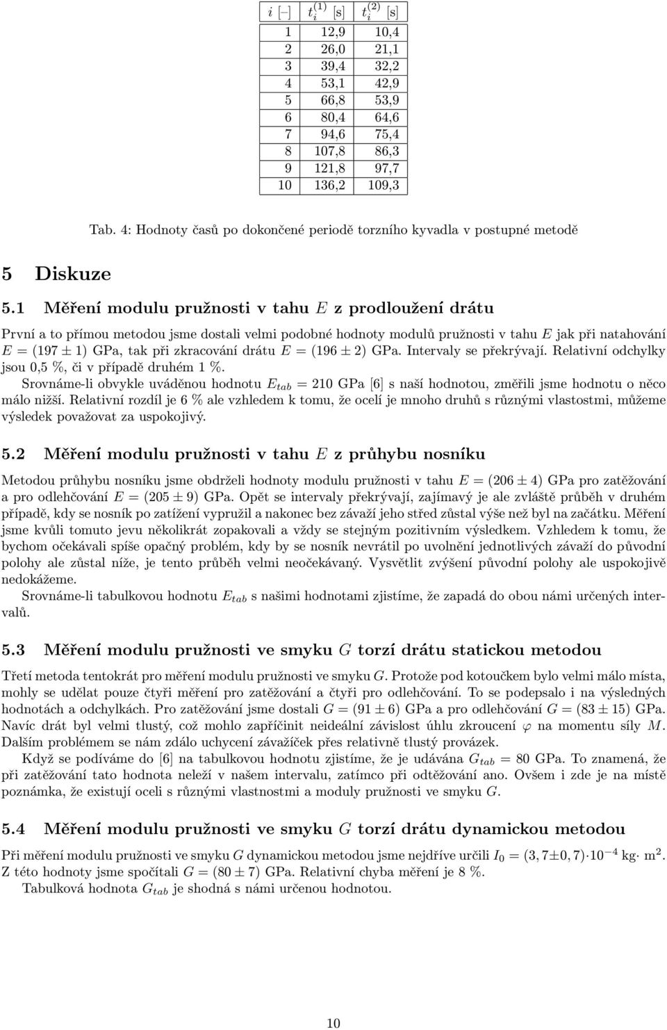 1 Měření moduu pružnosti v tahu E z prodoužení drátu První a to přímou metodou jsme dostai vemi podobné hodnoty moduů pružnosti v tahu E jak při natahování E = (197 ± 1) GPa, tak při zkracování drátu