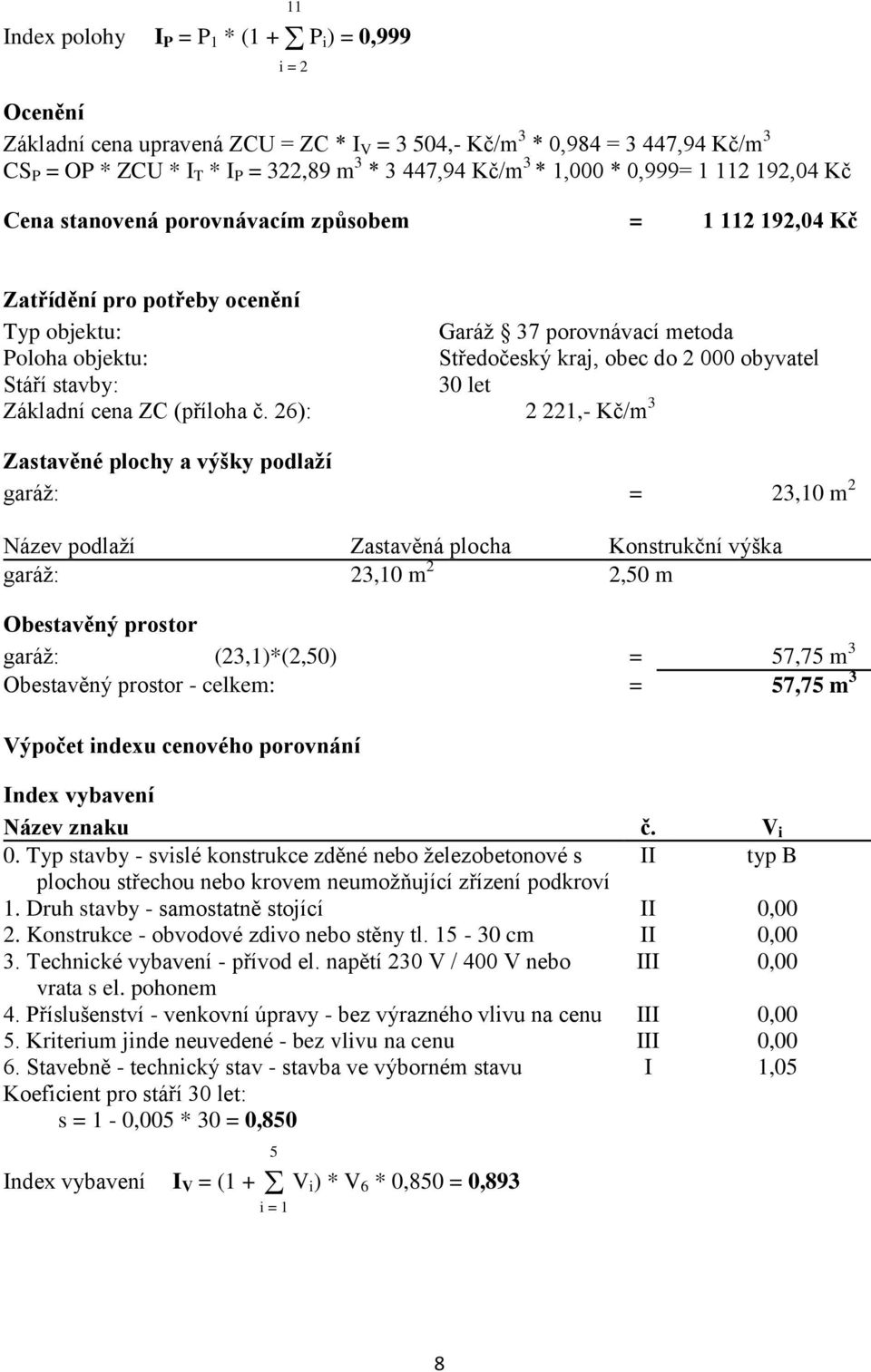 do 2 000 obyvatel Stáří stavby: 30 let Základní cena ZC (příloha č.