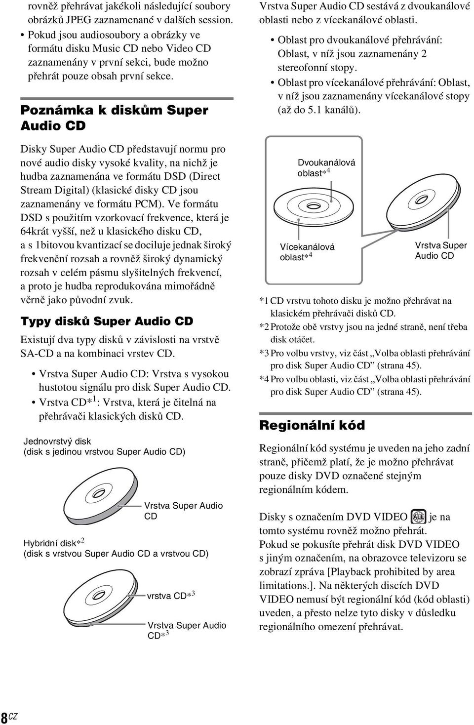 k diskům Super Audio CD Disky Super Audio CD představují normu pro nové audio disky vysoké kvality, na nichž je hudba zaznamenána ve formátu DSD (Direct Stream Digital) (klasické disky CD jsou