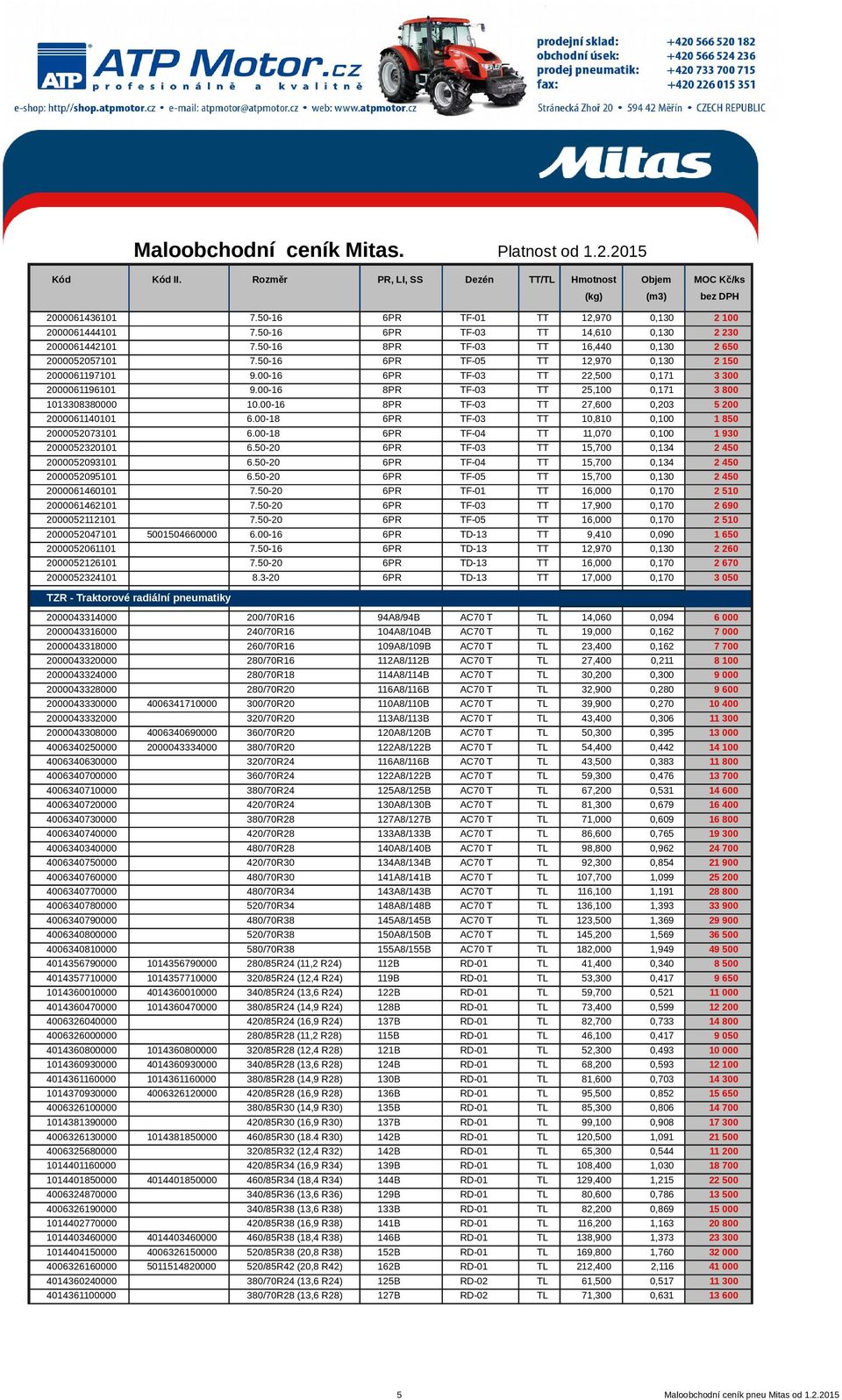 00-18 6PR TF-03 TT 10,810 0,100 2000052073101 6.00-18 6PR TF-04 TT 11,070 0,100 2000052320101 6.50-20 6PR TF-03 TT 15,700 0,134 2000052093101 6.50-20 6PR TF-04 TT 15,700 0,134 2000052095101 6.