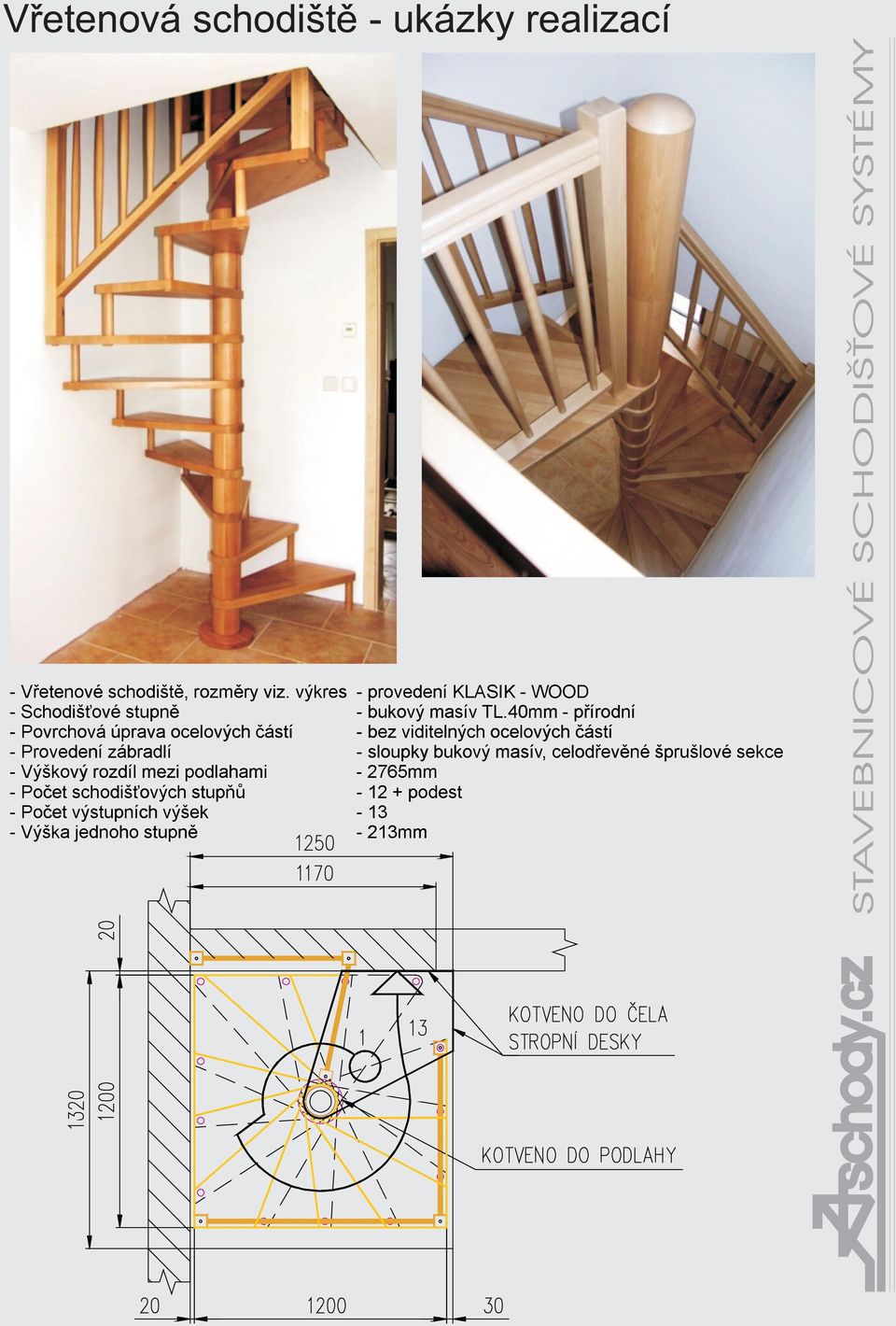 40mm - pøírodní Povrchová úprava ocelových èástí bez viditelných ocelových èástí Provedení zábradlí