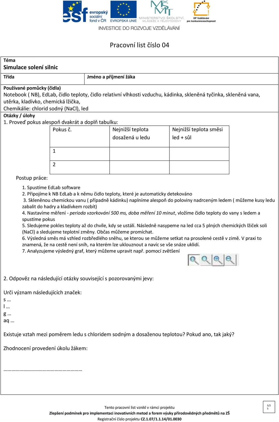 Spustíme EdLab software 2. Připojíme k NB EdLab a k němu čidlo teploty, které je automaticky detekováno 3.