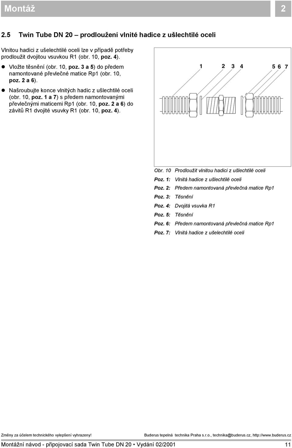10, poz. 2 a ) do závitů R1 dvojité vsuvky R1 (obr. 10, poz. ). 1 2 7 Obr. 10 Poz. 1: Poz. 2: Poz. : Poz.