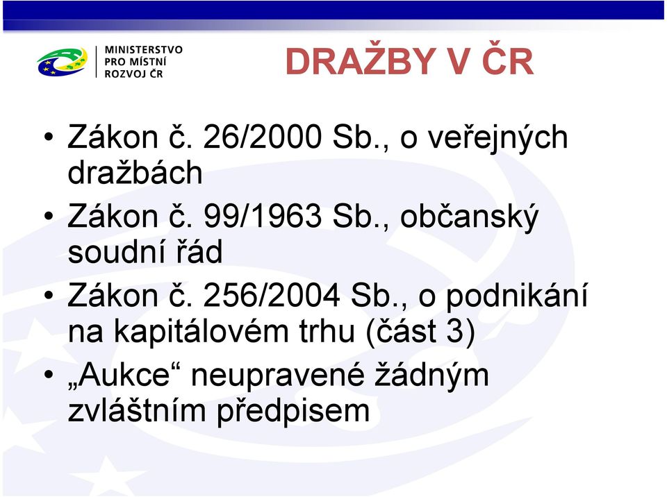 , občanský soudní řád Zákon č. 256/2004 Sb.