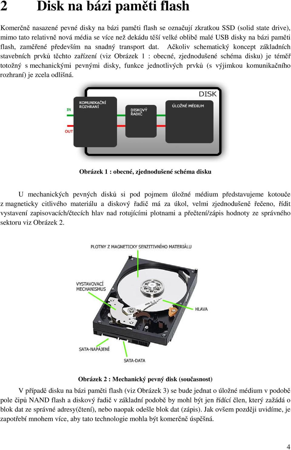 Ačkoliv schematický koncept základních stavebních prvků těchto zařízení (viz Obrázek 1 : obecné, zjednodušené schéma disku) je téměř totožný s mechanickými pevnými disky, funkce jednotlivých prvků (s