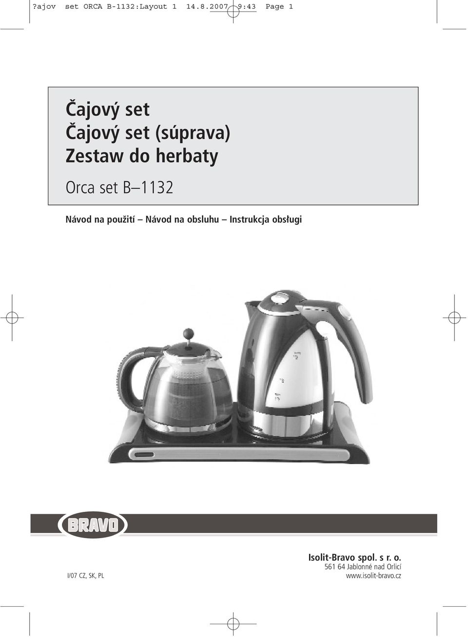 herbaty Orca set B 1132 Návod na použití Návod na obsluhu