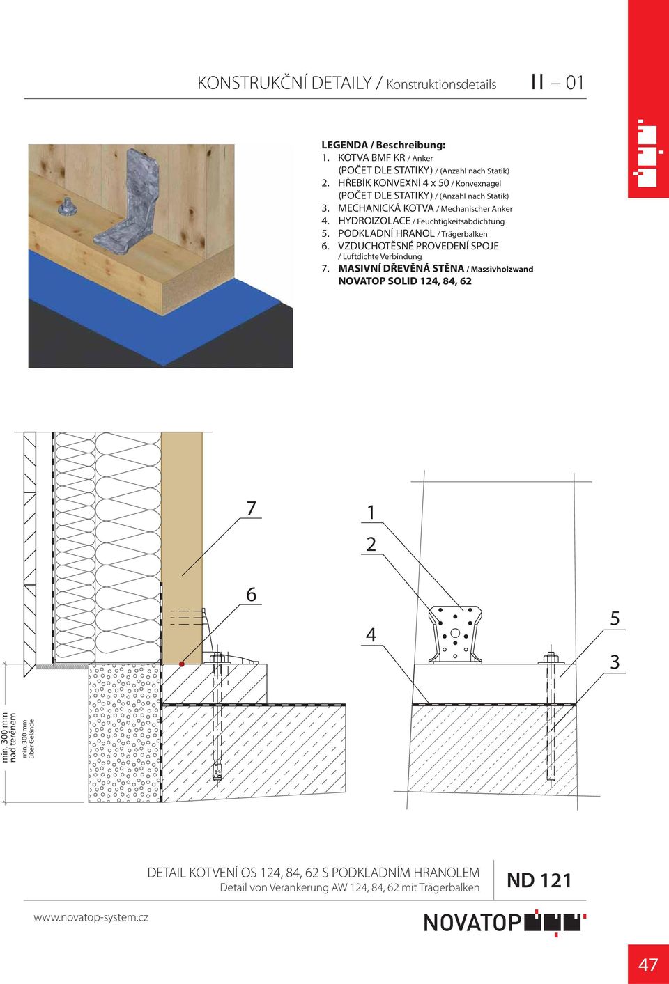 PODKLADNÍ HRANOL / Trägerbalken. VZDUCHOTĚSNÉ PROVEDENÍ SPOJE 7.