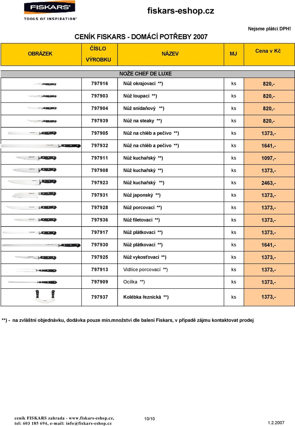 Servírovací souprava 2 ks **) ks 445, Steaková souprava 4 ks **) ks 463,- -  PDF Stažení zdarma