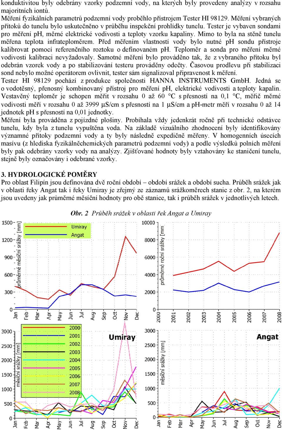 Mimo to byla na stěně tunelu měřena teplota infrateploměrem. Před měřením vlastností vody bylo nutné ph sondu přístroje kalibrovat pomocí referenčního roztoku o definovaném ph.