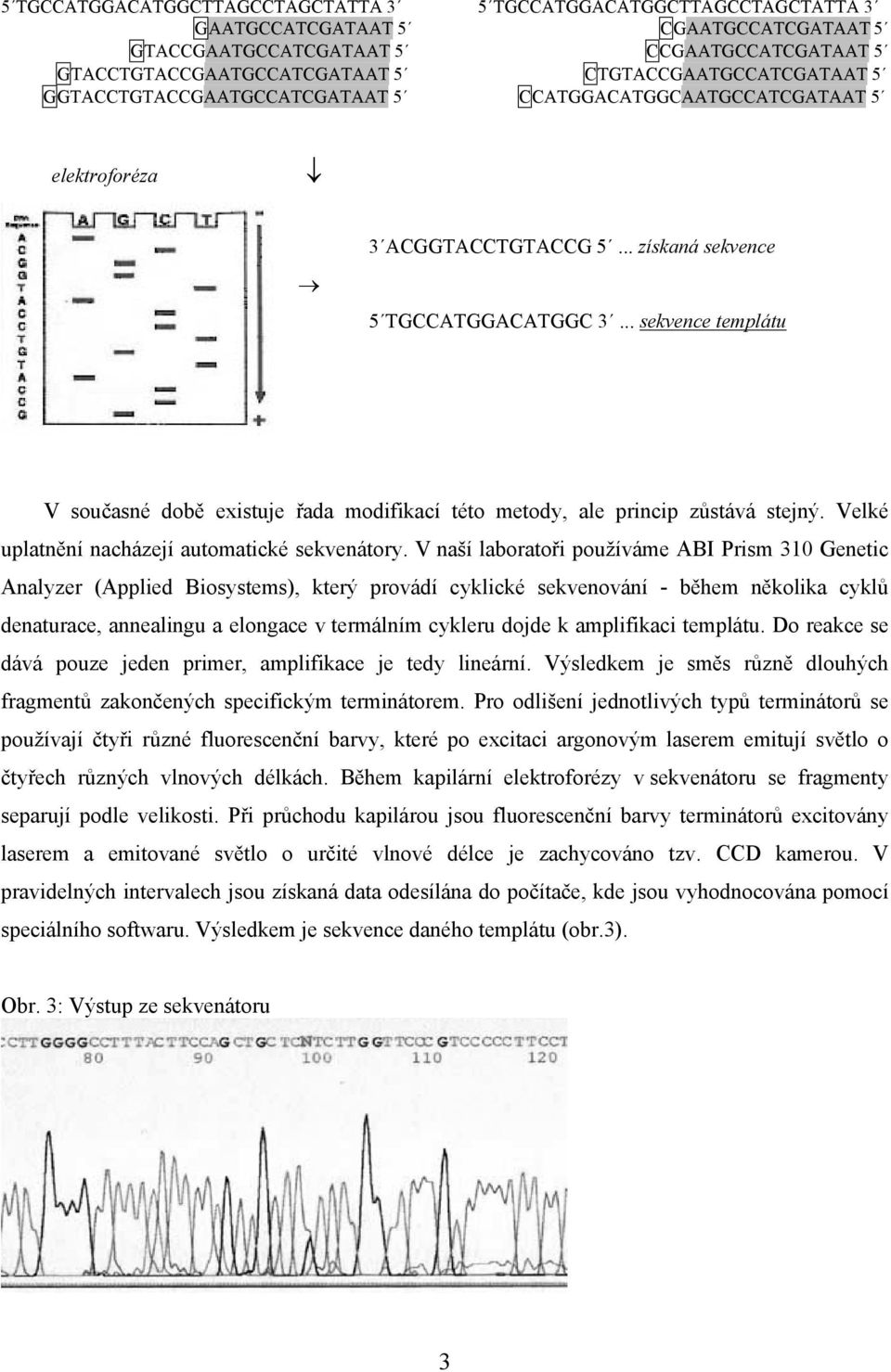 .. sekvence templátu V současné době existuje řada modifikací této metody, ale princip zůstává stejný. Velké uplatnění nacházejí automatické sekvenátory.