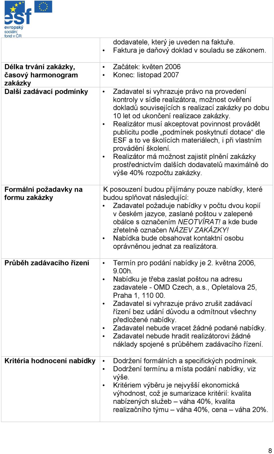 dobu 10 let od ukončení realizace zakázky.