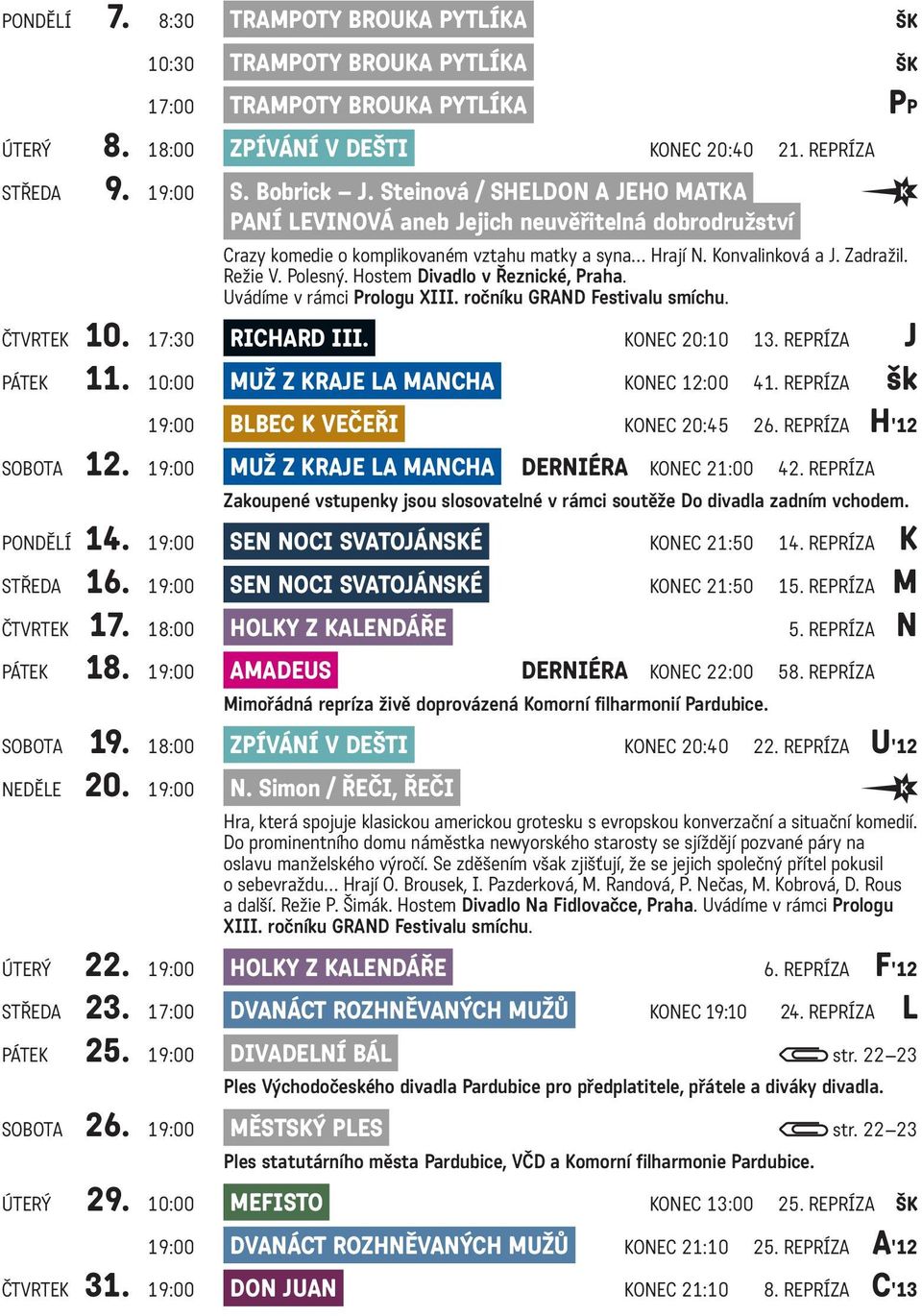 Hostem Divadlo v Řeznické, Praha. Uvádíme v rámci Prologu XIII. ročníku GRAND Festivalu smíchu. ČTVRTEK 10. 17:30 RICHARD III. KONEC 20:10 13. REPRÍZA J PÁTEK 11.